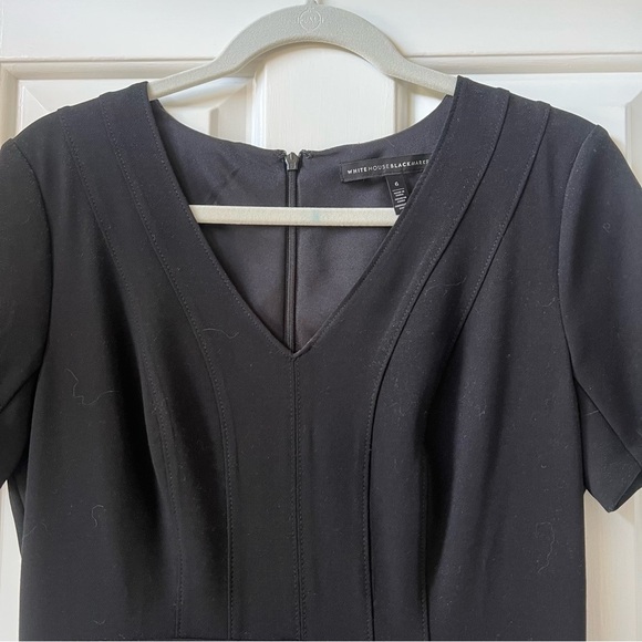 White House Black Market Black Sheath Mini Dress V-Neck - Picture 2 of 8